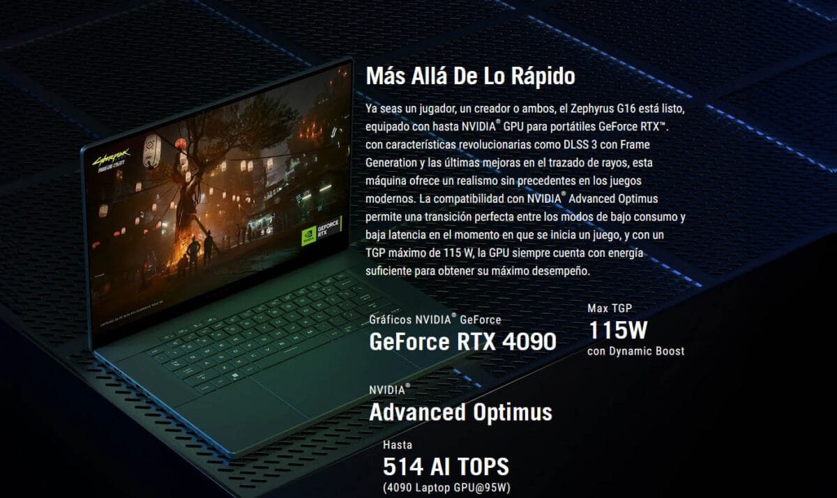 ASUS ROG Zephyrus G16 Gaming Notebook 16" OLED 240Hz 16GB 1TB RTX4070 - Imagen 5